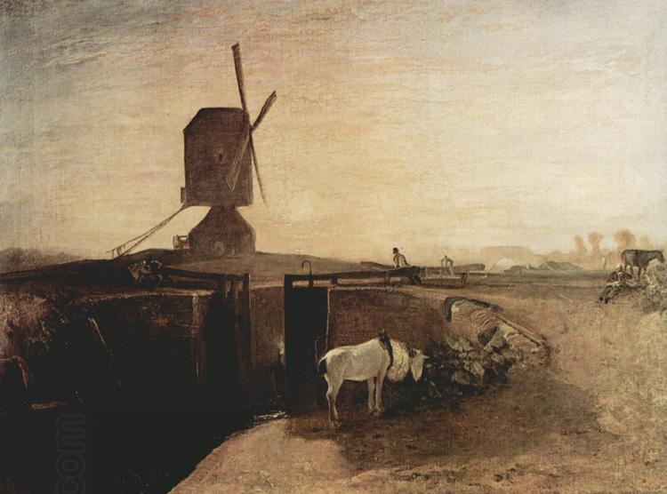 Joseph Mallord William Turner Grand Junction Canal at Southall Mill Windmill and Lock (mk31) oil painting picture